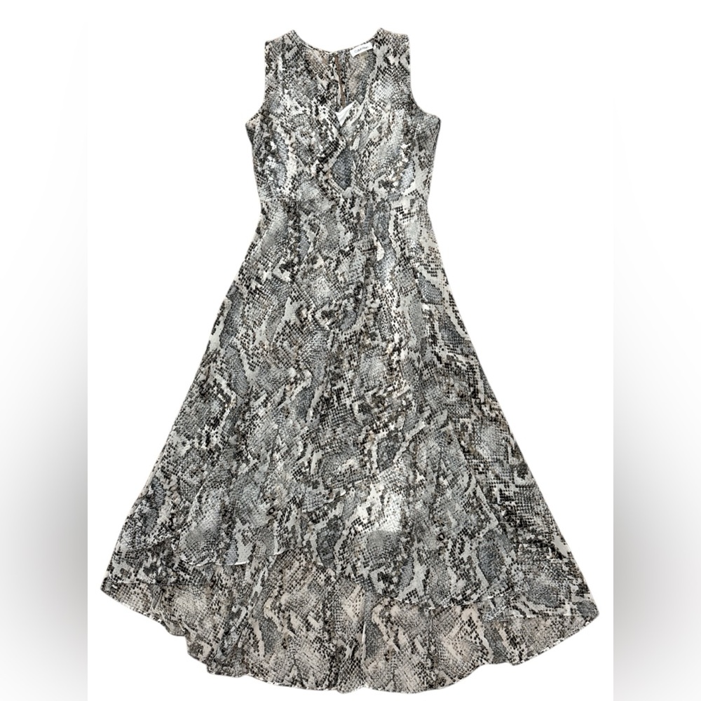 Calvin Klein Size 6 Monochrome Snakeskin Dress